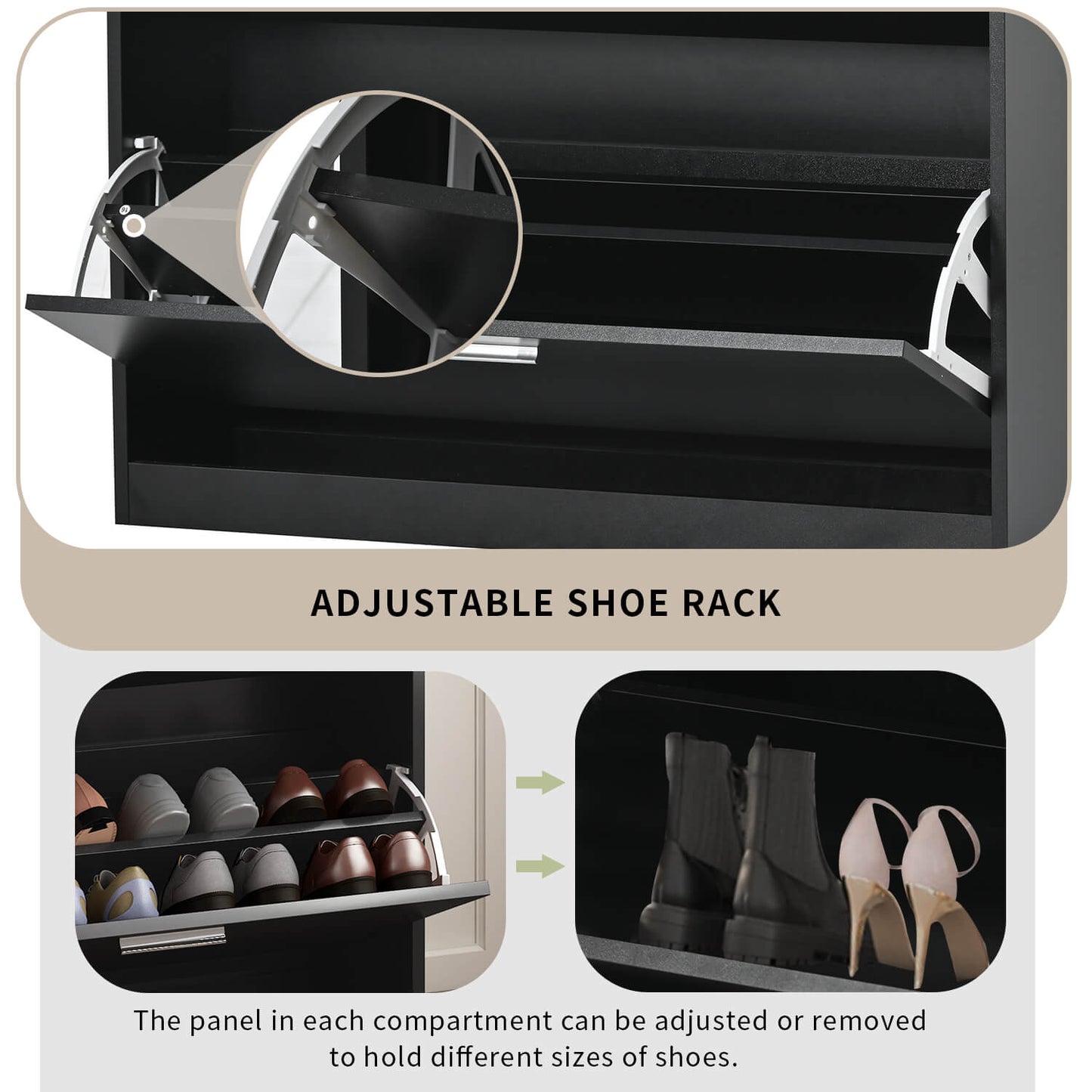 LED Light Standing Shoe Rack, Tempered Glass Top Shoe Cabinet with Drawer - Meissalivve