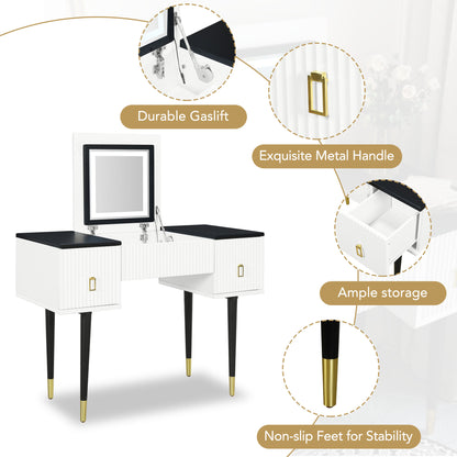 43.3" Modern Vanity Table Set with Flip-top Mirror and LED Light - Meissalivve