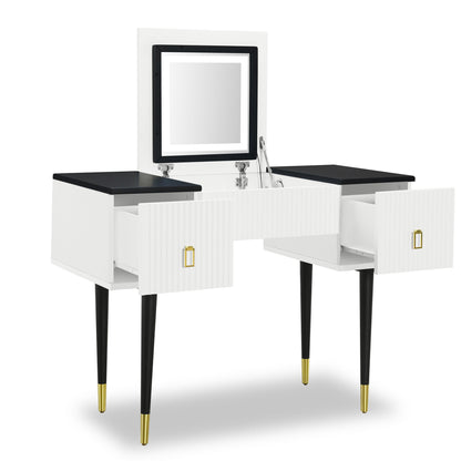 43.3" Modern Vanity Table Set with Flip-top Mirror and LED Light - Meissalivve