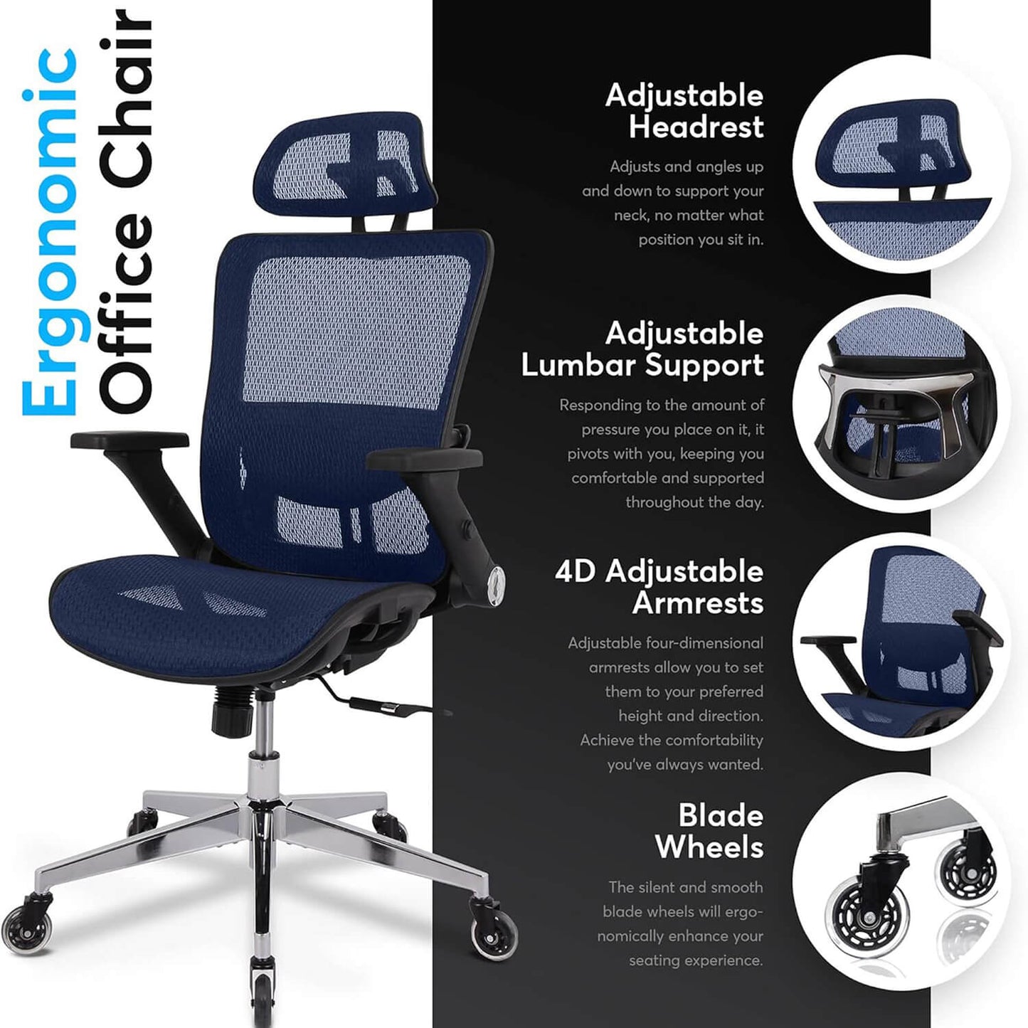 Ergonomic Multifunctional Mesh Office Chair High Back Chair - Meissalivve