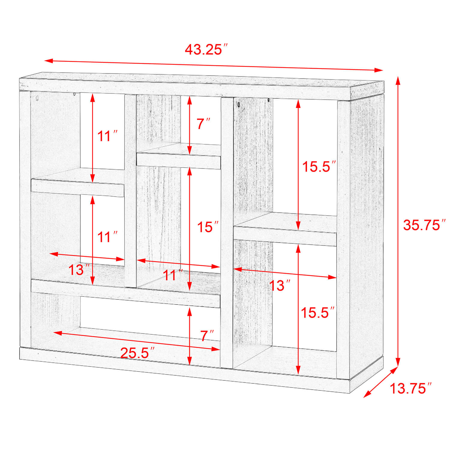 Open Wooden Open Shelf Bookcase, Freestanding Display Storage Cabinet - Meissalivve