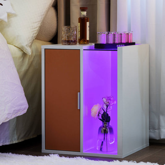 LED End Table Side Table, Bedside Tables with Storge - Meissalivve