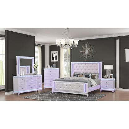 Opium King 5 Pc Bedroom set in Milky White - Meissalivve