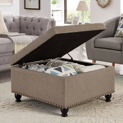 Large square storage ottoman with wooden legs - Meissalivve