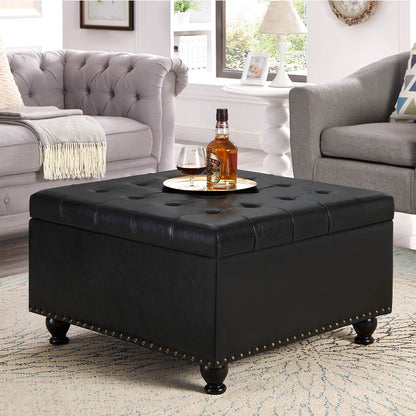 Large square storage ottoman with wooden legs - Meissalivve