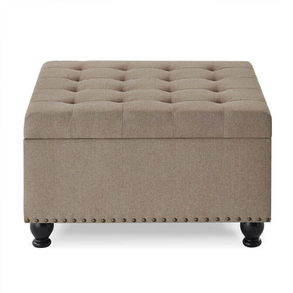 Large square storage ottoman with wooden legs - Meissalivve