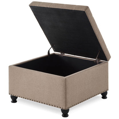 Large square storage ottoman with wooden legs - Meissalivve