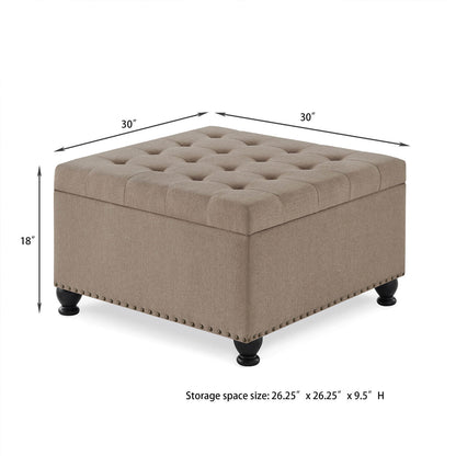 Large square storage ottoman with wooden legs - Meissalivve