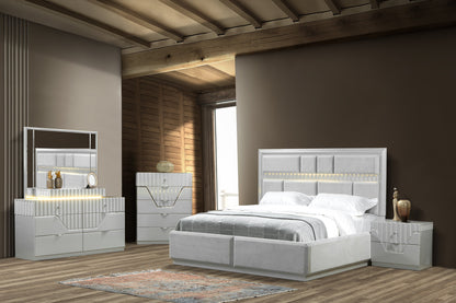 Da Vinci Modern Style 5 Pc Queen Bedroom Set Made with Wood in Gray - Meissalivve