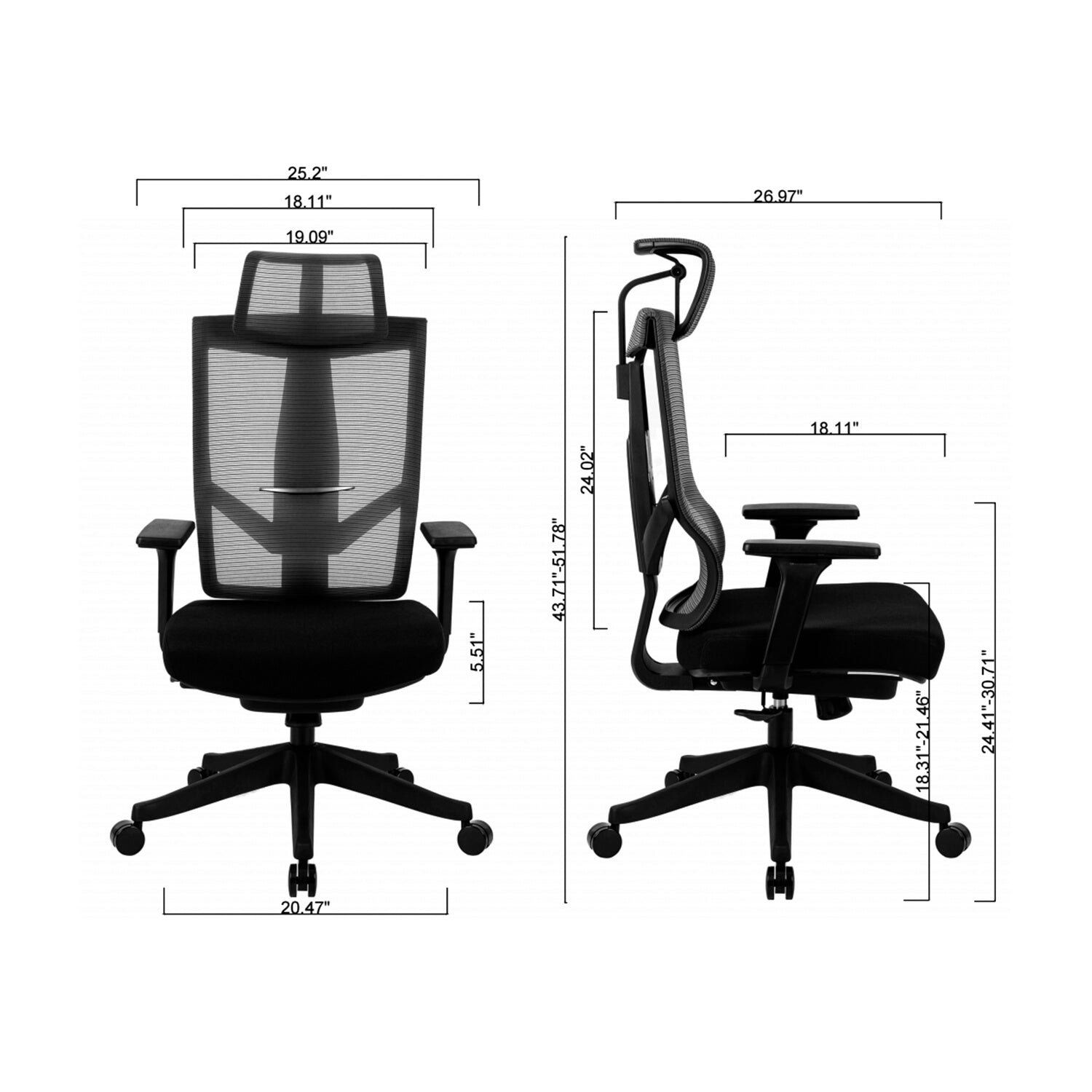 Excustive Office Chair with Headrest, Chase Back Function - Meissalivve