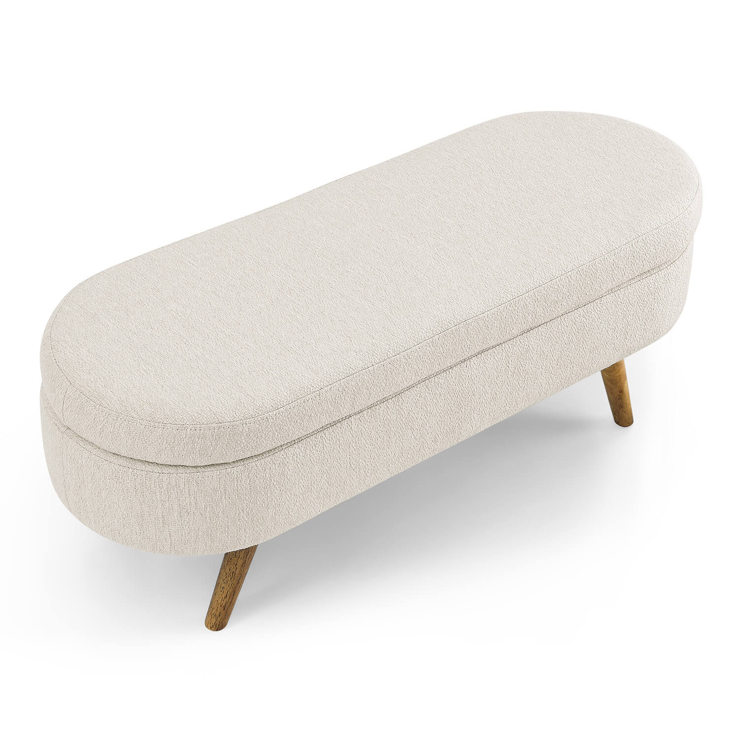 Ottoman Oval Storage Bench,Rubber Wood Legs, 43.5"x16"x16" - Meissalivve