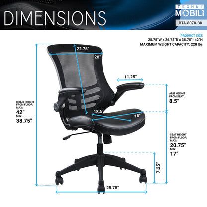 Stylish Mid-Back Mesh Office Chair with Adjustable Arms - Meissalivve