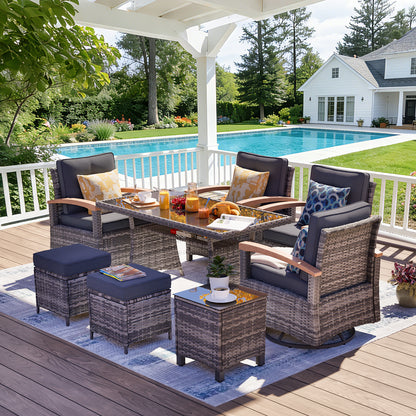 8 Pieces Patio Furniture Sets,  Outdoor Rattan Furniture Conversation Sets with Loveseat(YK-6015-C2)