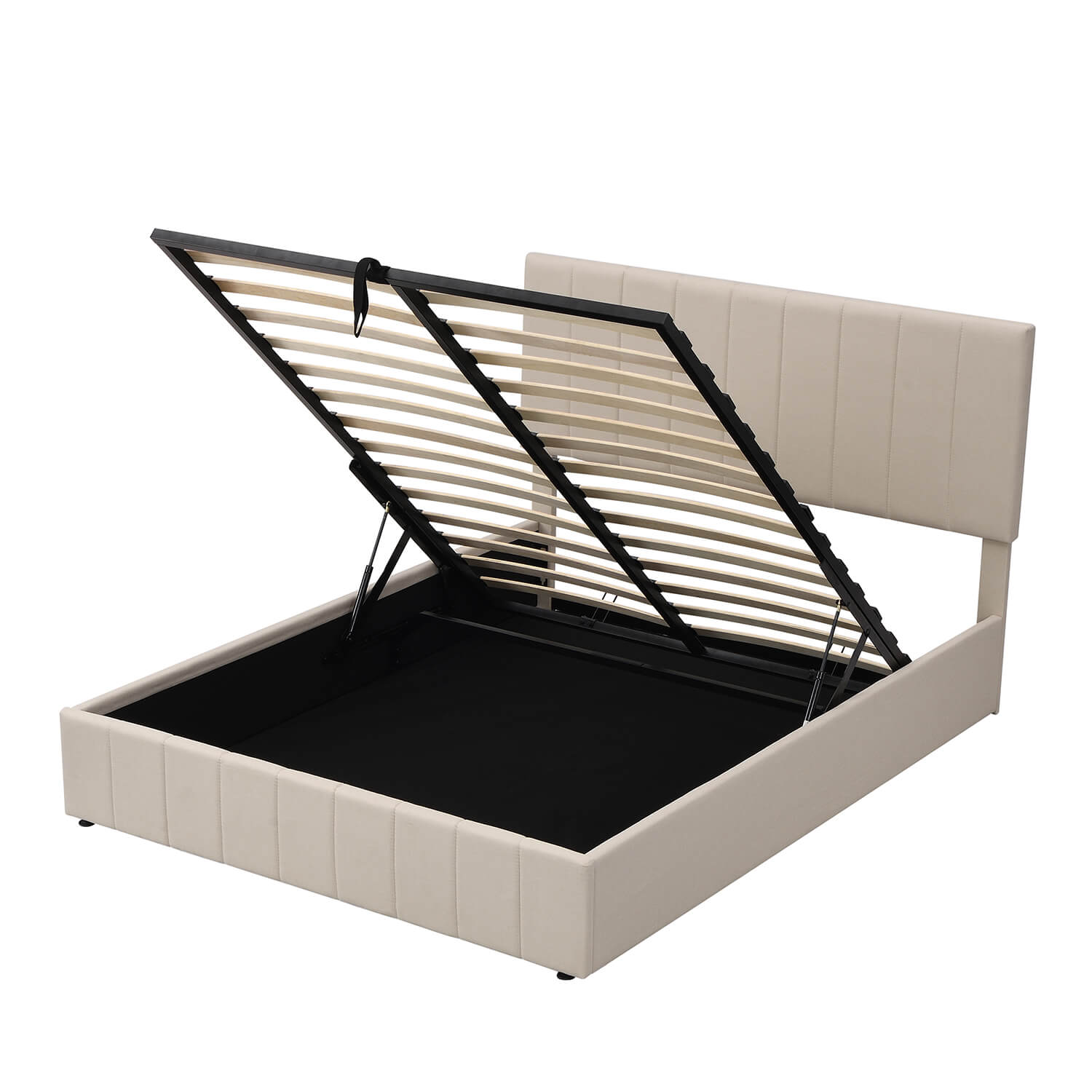 Queen size Upholstered Platform bed with a Hydraulic Storage System - Meissalivve