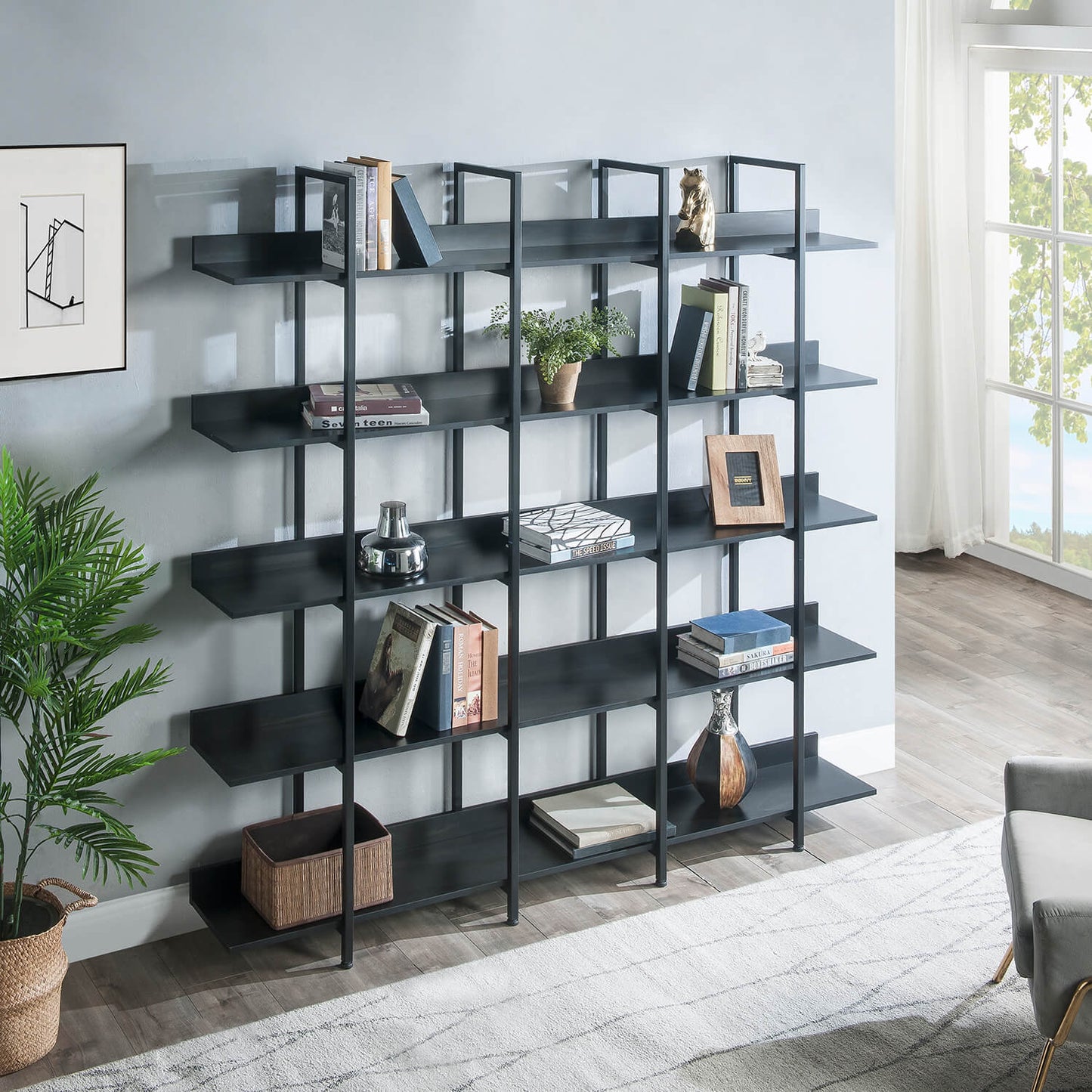 5 Tier Bookcase Home Office Open Bookshelf, MDF Board - Meissalivve