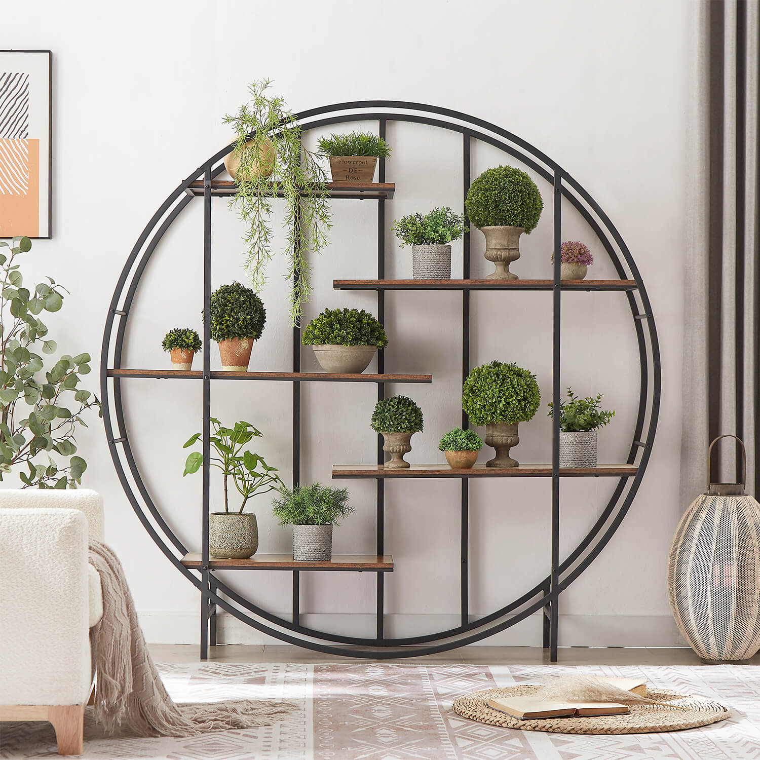 Round 5-Tier Metal Plant Stand bookcase storage rack, Display Stand. - Meissalivve