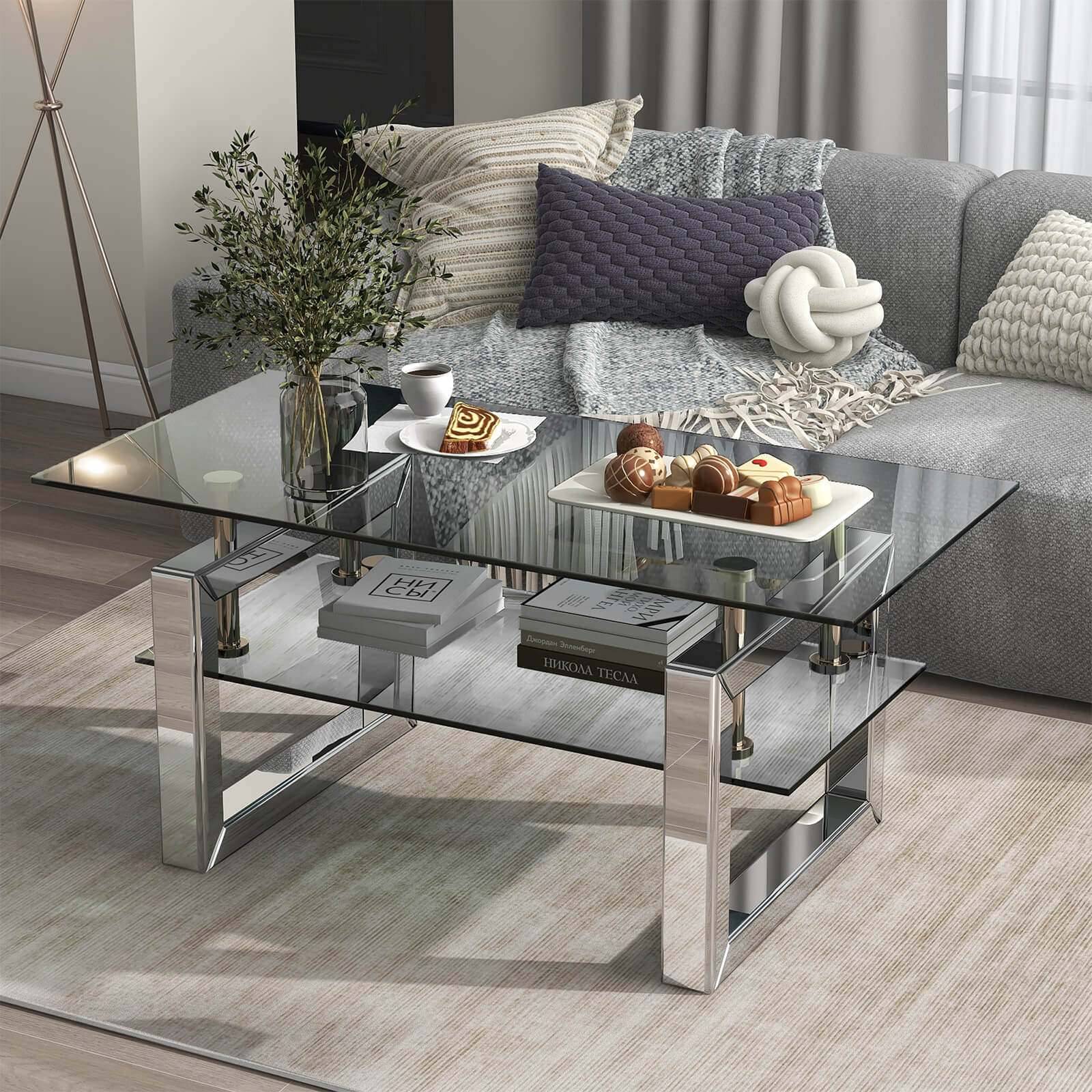 Transparent tempered glass coffee table, coffee table - Meissalivve