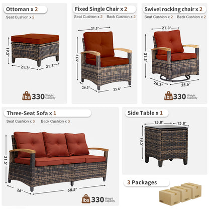 8 Pieces Patio Furniture Sets,  Outdoor Rattan Furniture Conversation Sets (YK-6015-B4)