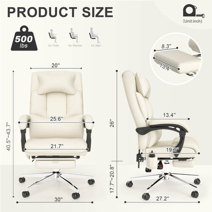 6-Point Massage Ergonomic Office Chair, 500lbs PU Executive Computer Chair