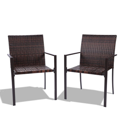 Patio Dining Chairs Outdoor Set of 2,Stackable All-Weather Resistant Rattan Chairs - Meissalivve