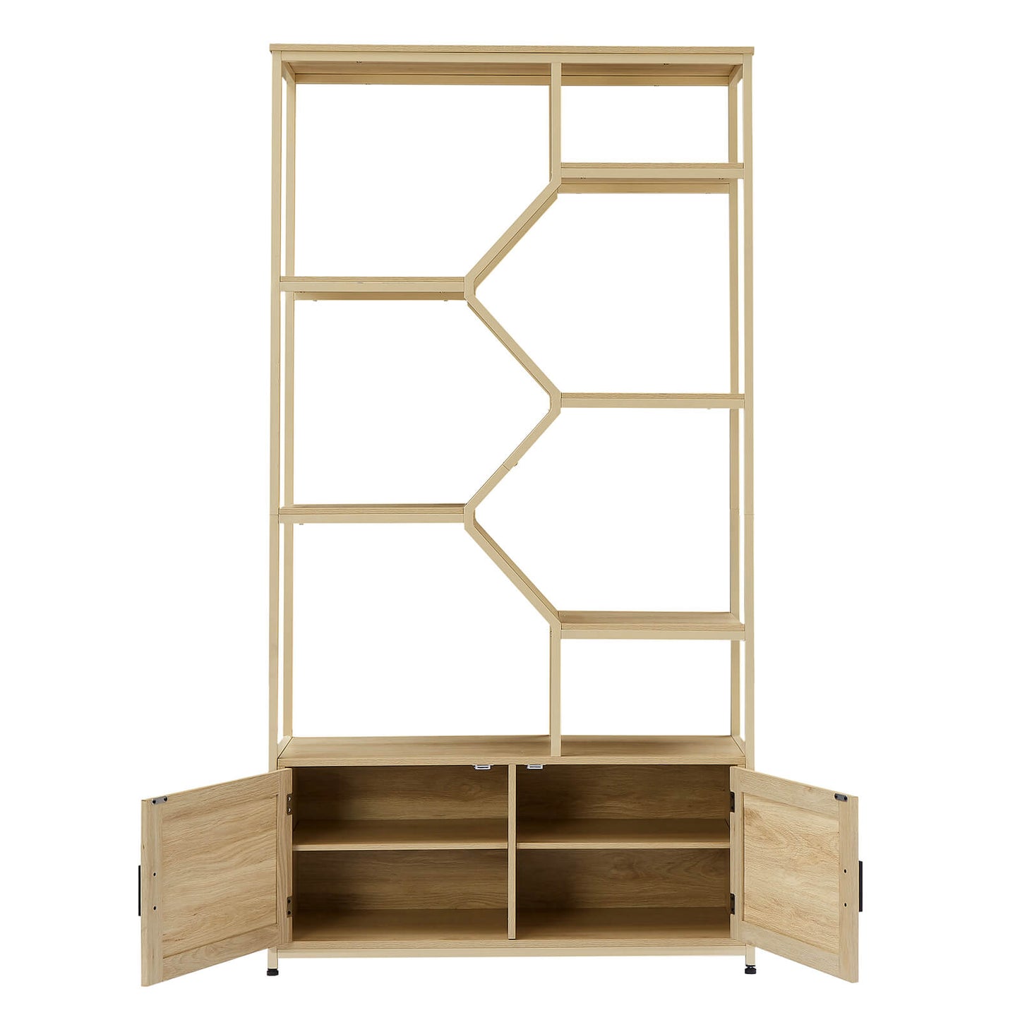 Rattan bookshelf 7 tiers Bookcases Storage Rack with cabinet - Meissalivve