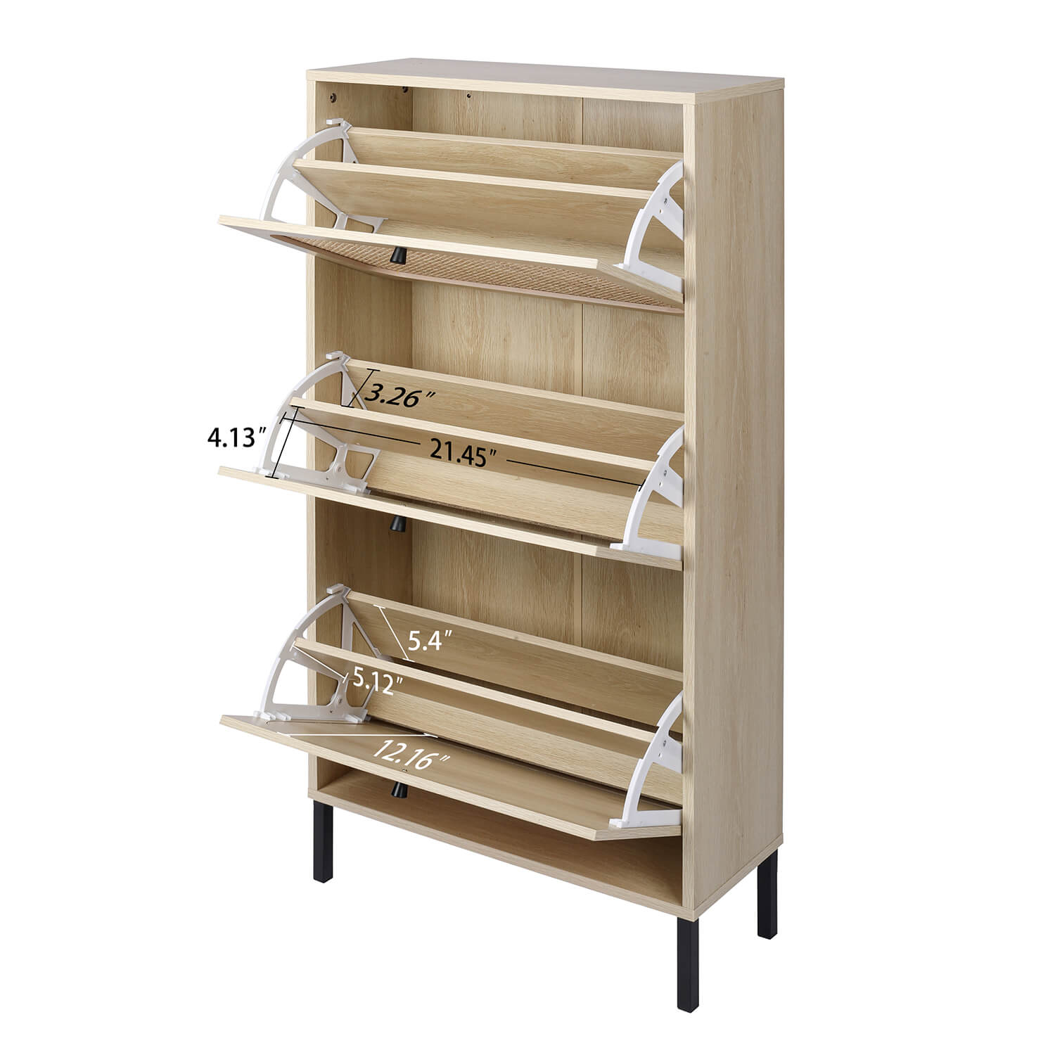 Natural Rattan 3 Door Shoe Rack, Shoe Storage Cabinet - Meissalivve