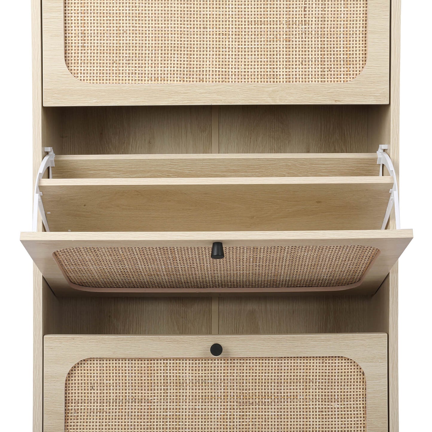 Natural Rattan 3 Door Shoe Rack, Shoe Storage Cabinet - Meissalivve