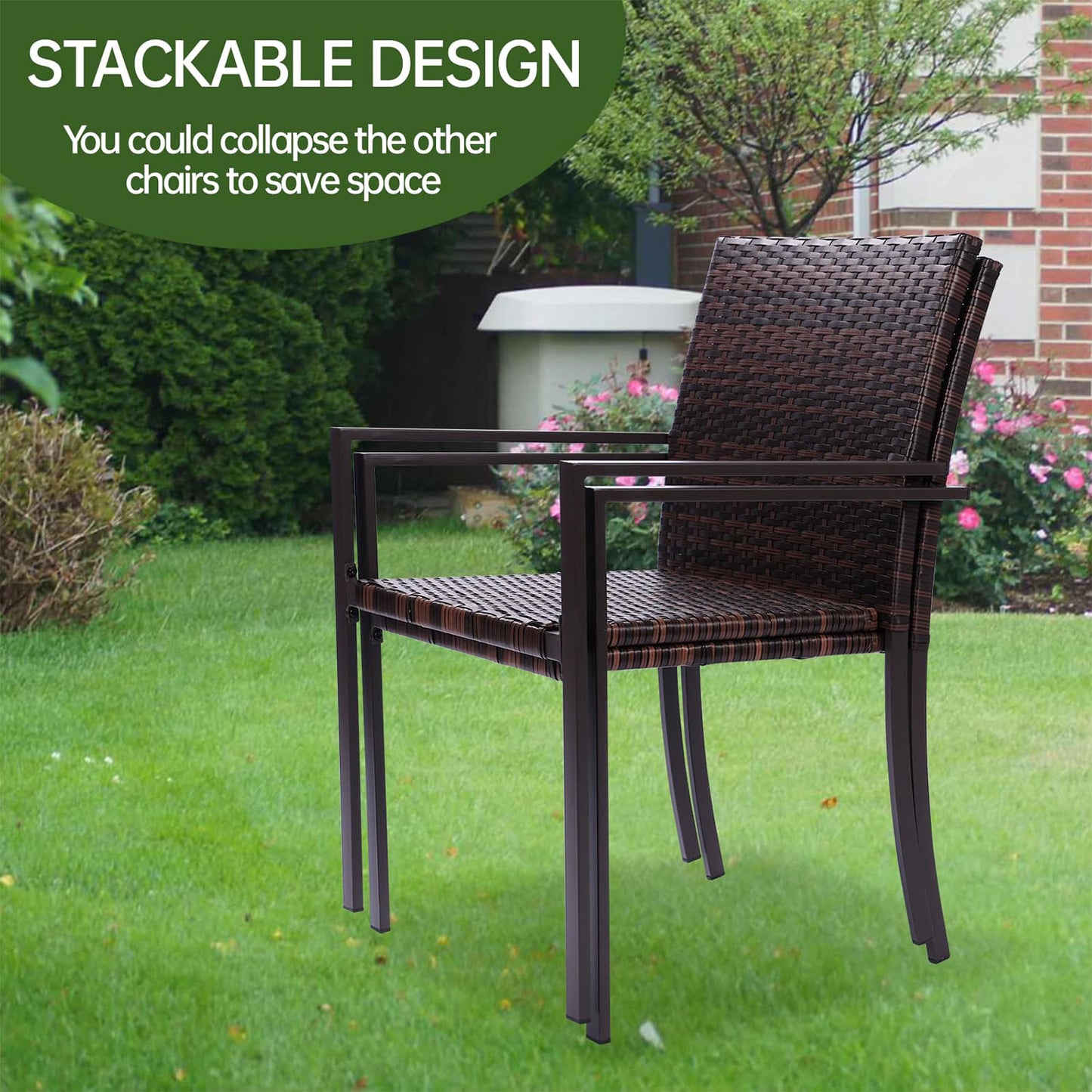 Patio Dining Chairs Outdoor Set of 2,Stackable All-Weather Resistant Rattan Chairs - Meissalivve