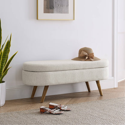 Ottoman Oval Storage Bench,Rubber Wood Legs, 43.5"x16"x16" - Meissalivve