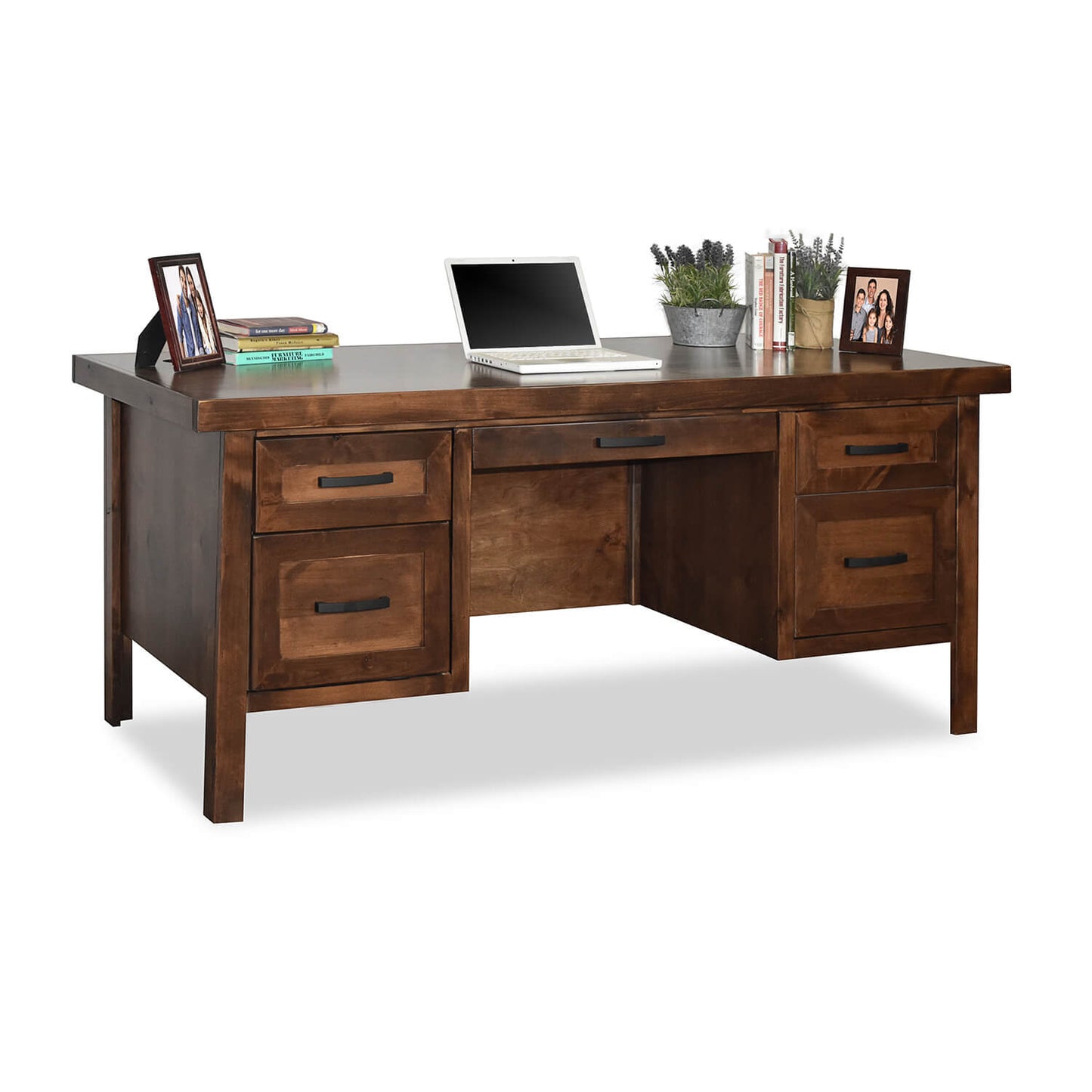 71 inch Executive Desk, No Assembly Required, Whiskey Finish - Meissalivve