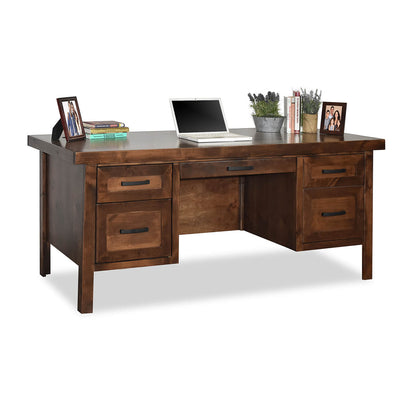 71 inch Executive Desk, No Assembly Required, Whiskey Finish - Meissalivve