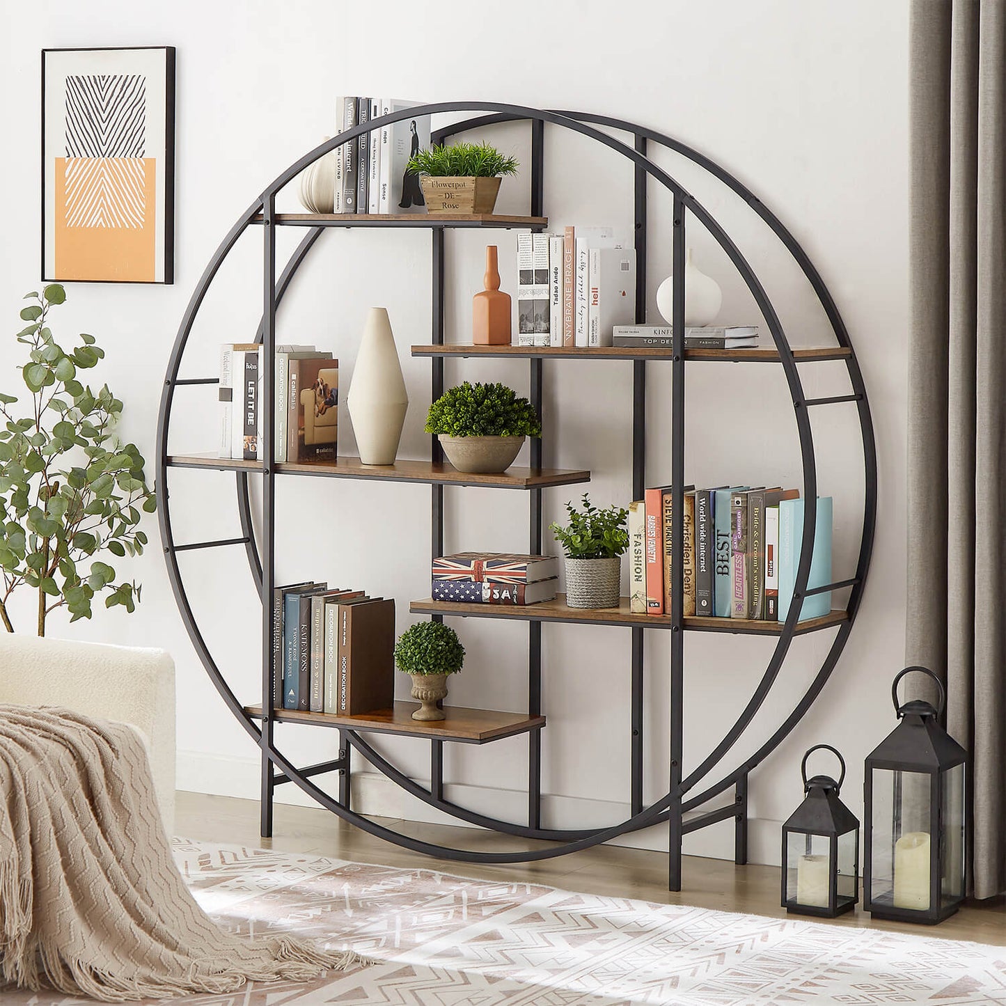 Round 5-Tier Metal Plant Stand bookcase storage rack, Display Stand. - Meissalivve