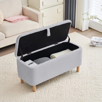 Basics Upholstered Storage Ottoman and Entryway Bench - Meissalivve