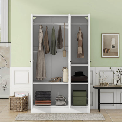 3-Door Shutter Wardrobe with shelves, White - Meissalivve