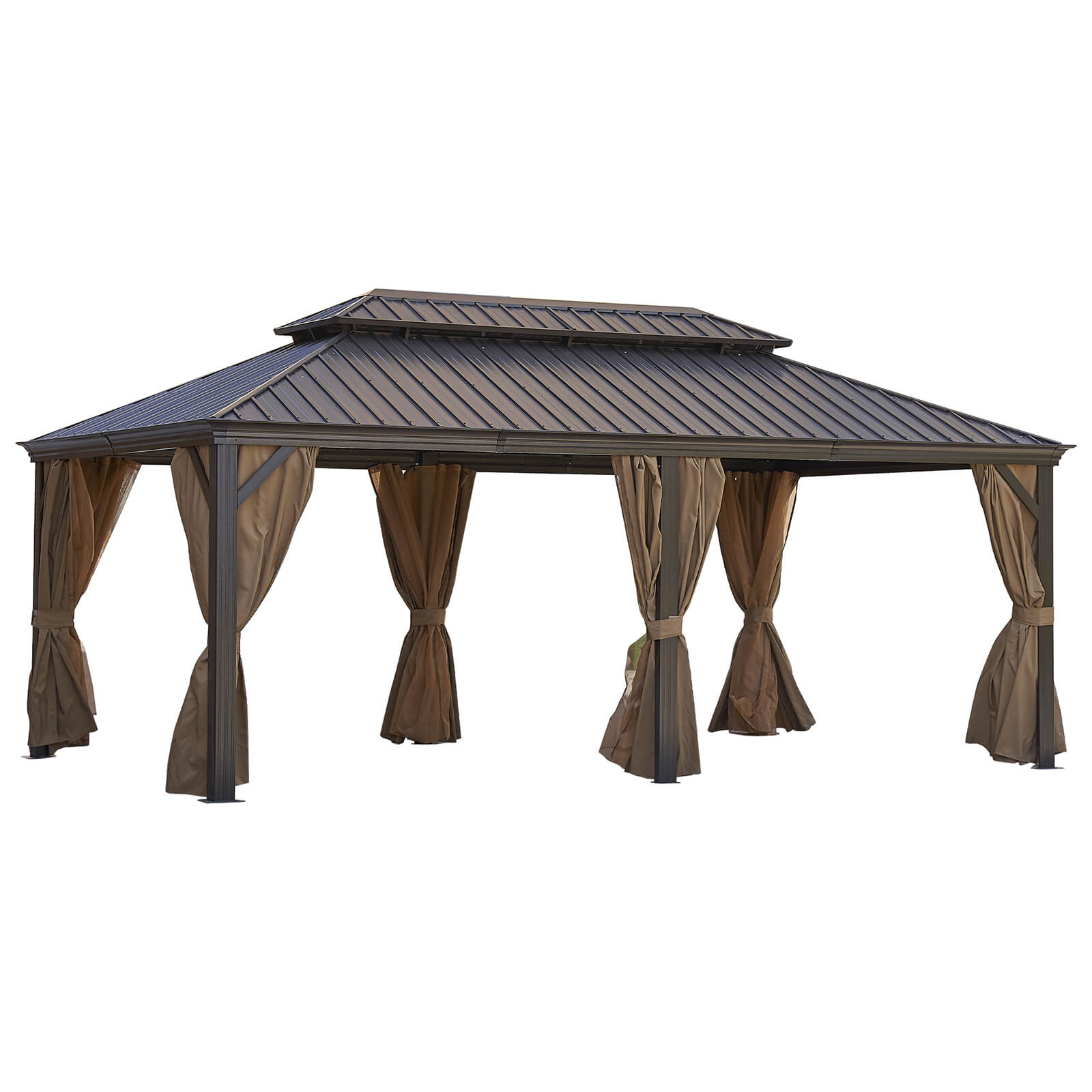 12*20FT patio gazebo with steel canopy, Outdoor Hardtop Gazebo Canopy - Meissalivve