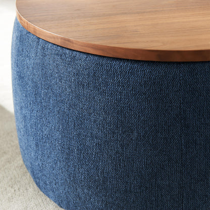 Round Storage Ottoman, 2 in 1 Function, Work as End table and Ottoman - Meissalivve