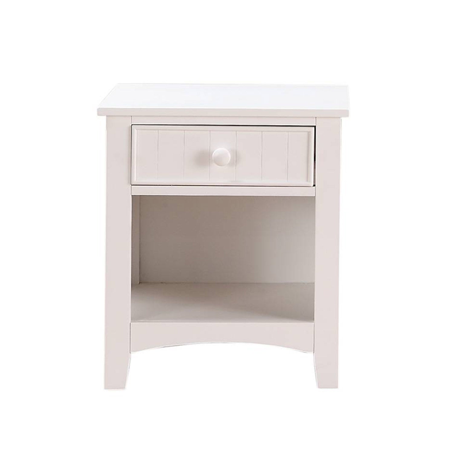 White Nightstand Shelf Storage Drawers Pine Veneer MDF Wooden 1pc - Meissalivve