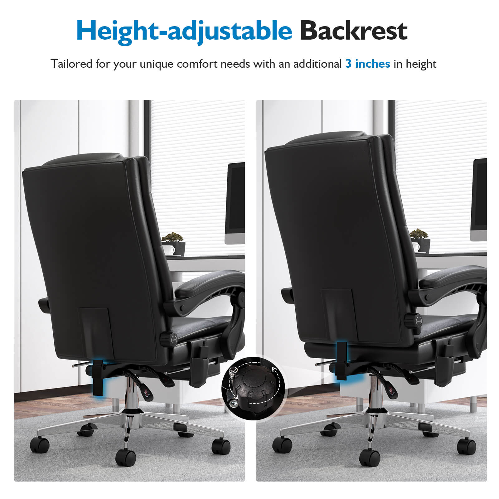 MEISSALIVVE 6-Points Vibration Office Chair with Massage and Foot Rest - Meissalivve