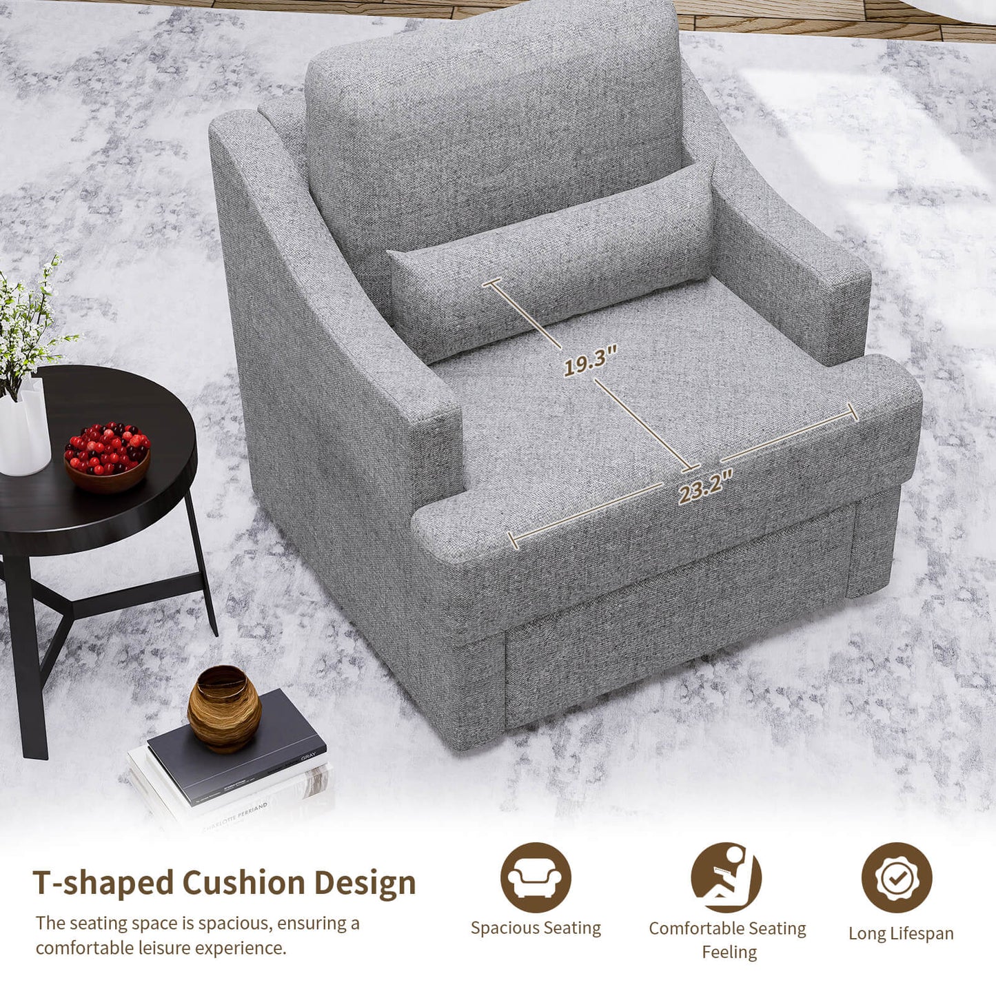 Meissalivve Modern Swivel Accent Chair for Living Room Bedroom