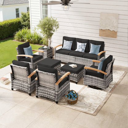 8 Pieces Patio Furniture Sets,  Outdoor Rattan Furniture Conversation Sets (YK-6015-B4)