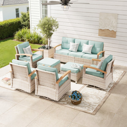 8 Pieces Patio Furniture Sets,  Outdoor Rattan Furniture Conversation Sets (YK-6015-B4)