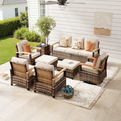 8 Pieces Patio Furniture Sets,  Outdoor Rattan Furniture Conversation Sets (YK-6015-B4)
