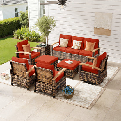 8 Pieces Patio Furniture Sets,  Outdoor Rattan Furniture Conversation Sets (YK-6015-B4)