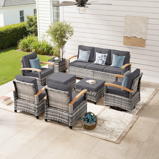 8 Pieces Patio Furniture Sets,  Outdoor Rattan Furniture Conversation Sets (YK-6015-B4)