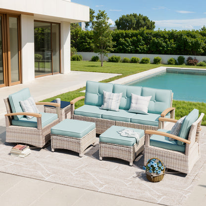 6 Pieces Patio Furniture Sets,  Outdoor Rattan Furniture Conversation Sets (YK-6015-B1)