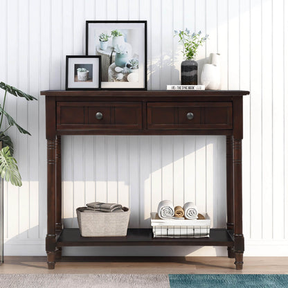 Series Console Table Traditional Design with Two Drawers and Bottom Shelf - Meissalivve