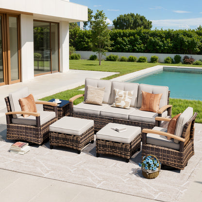 6 Pieces Patio Furniture Sets,  Outdoor Rattan Furniture Conversation Sets (YK-6015-B1)