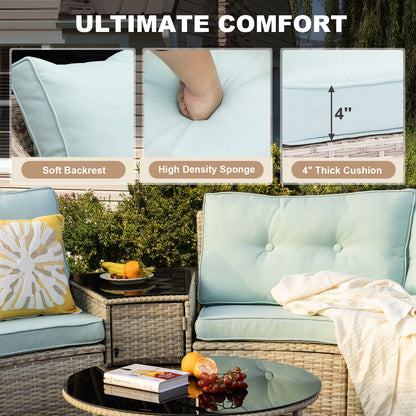 8 Pcs Half-Moon Rattan Outdoor Patio Furniture Set with Round Dining Table  (YK-6016-B1)
