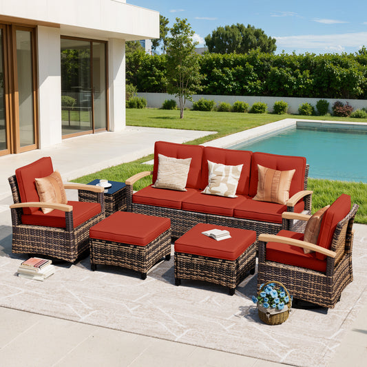 6 Pieces Patio Furniture Sets,  Outdoor Rattan Furniture Conversation Sets (YK-6015-B1)