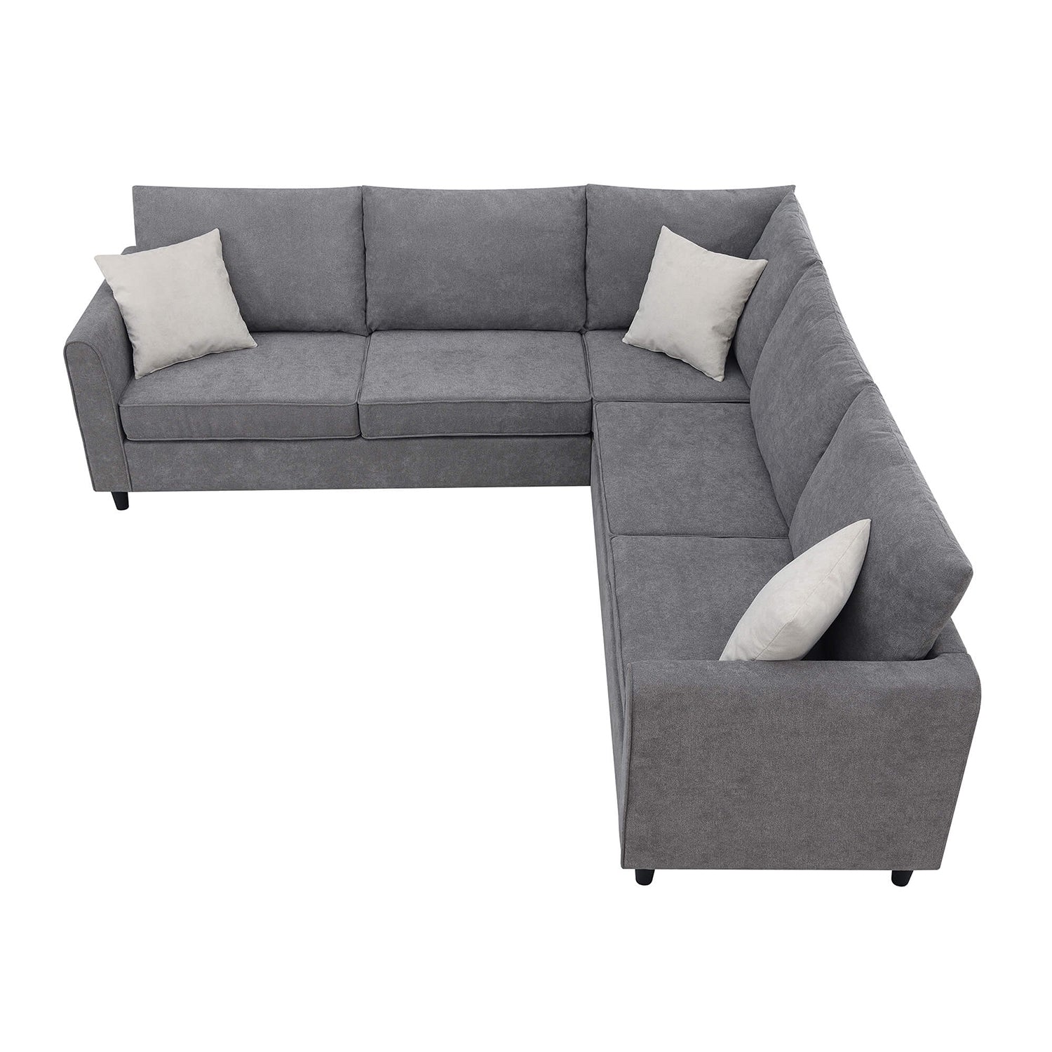 Modern Sectional Sofa with L Shape Furniture Couch and 3 Pillows - Meissalivve